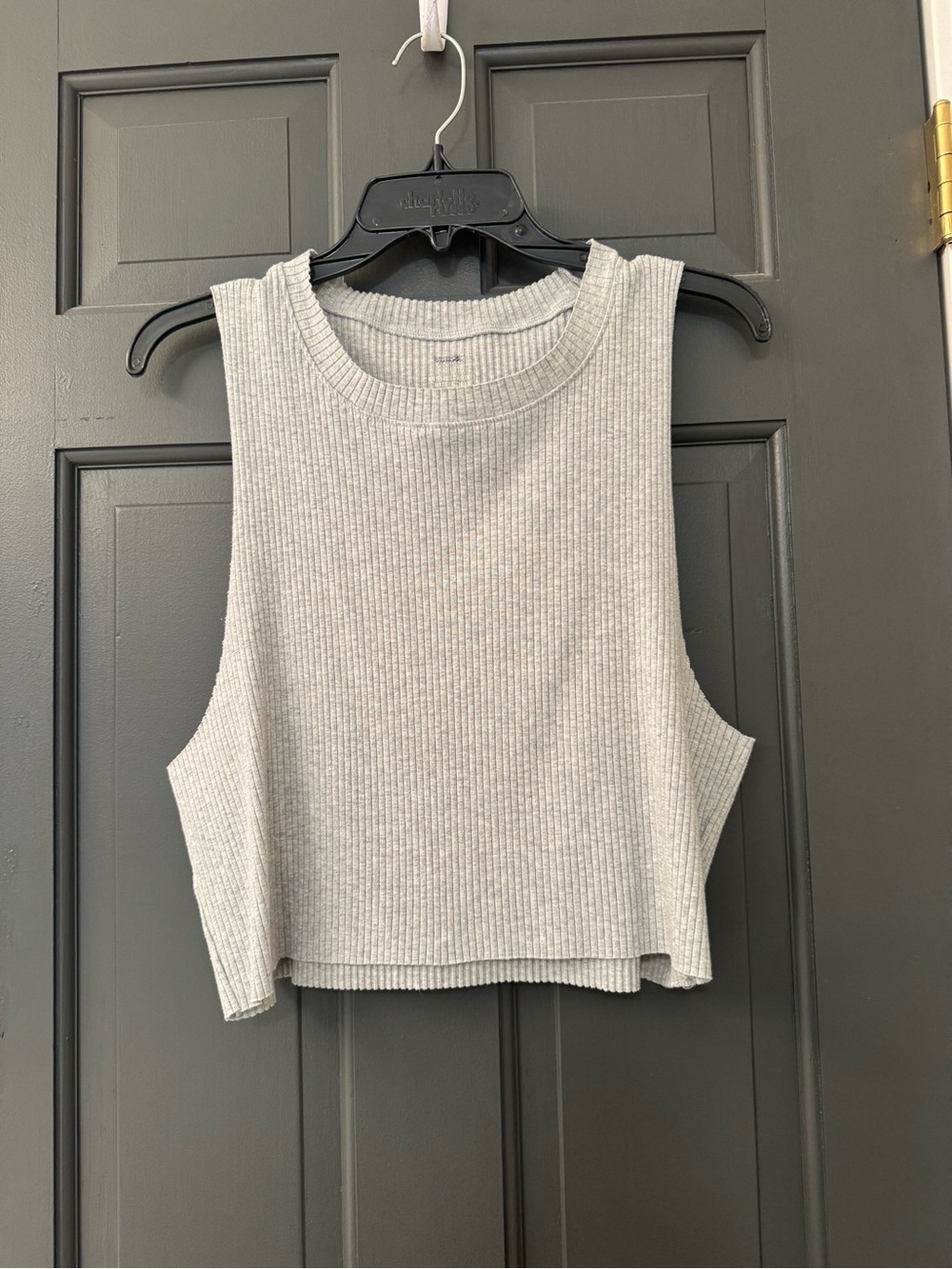 aerie Light Gray Ribbed Cropped Tank